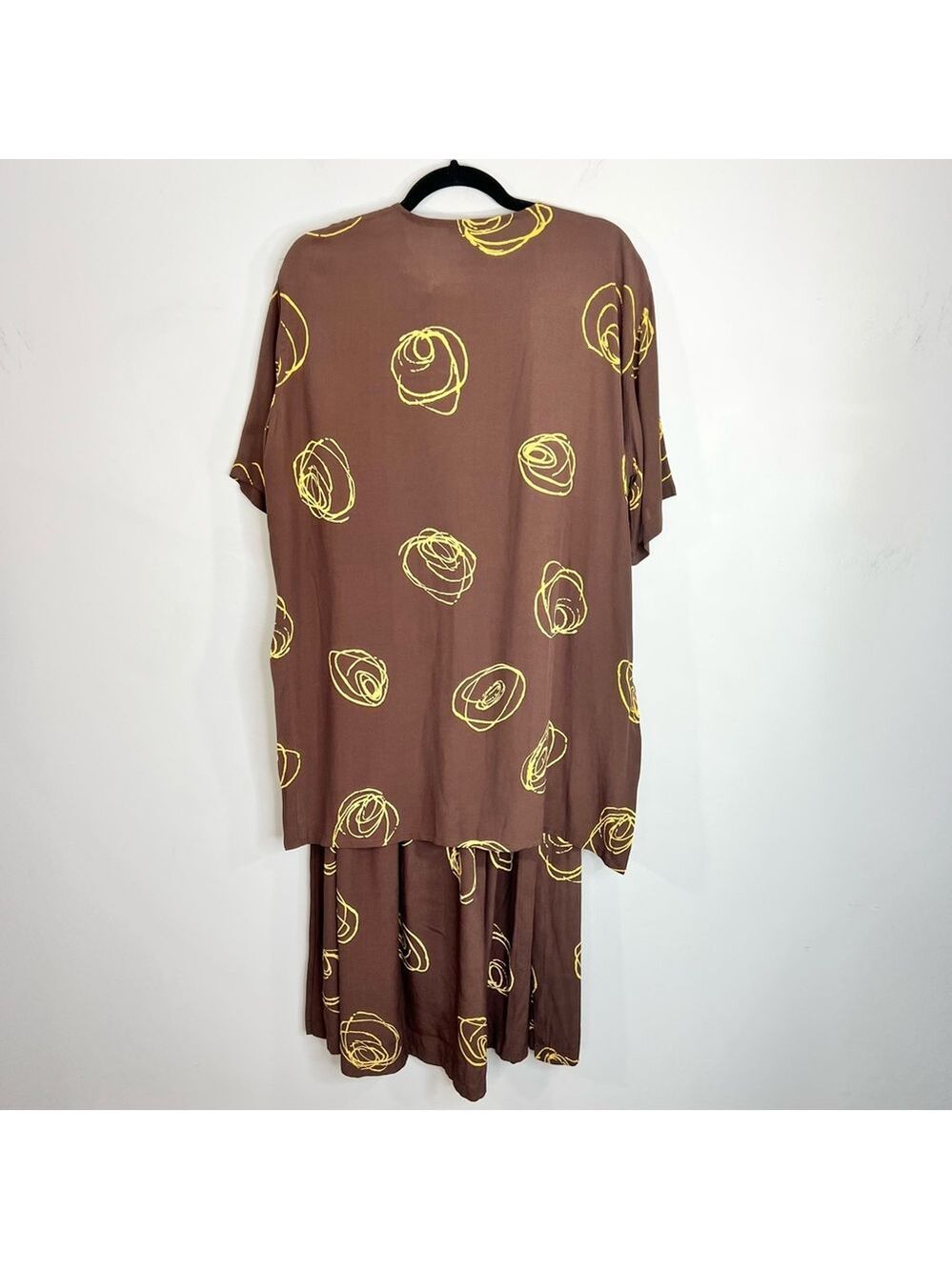 Kaliyana Artwear Ottawa brown yellow abstract floral skirt jacket top 3 pc set M - Picture 5 of 17